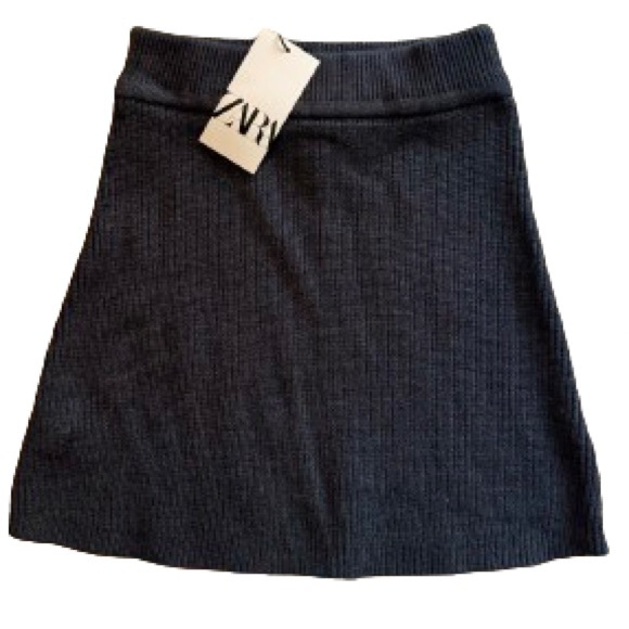 Zara Dark Gray Knit Ribbed Short Mini Skirt NWT - Picture 6 of 11